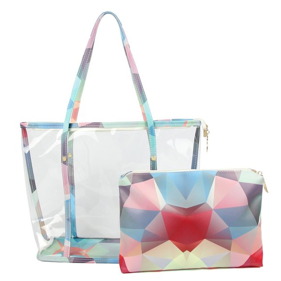 Clear Purse Pvc Transparent Bag Work Handbags Girls Pink UwU - Picture 1 of 7